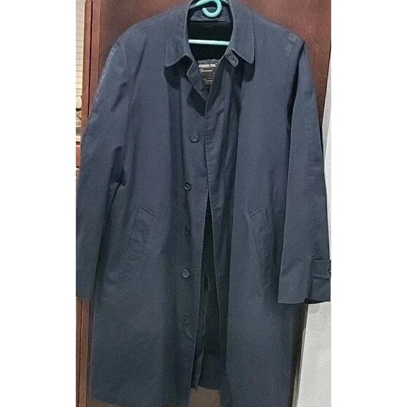 Vintage London Fog Trench Coat with Winter Lining Men's 40 Long Dark Blue - Picture 2 of 9